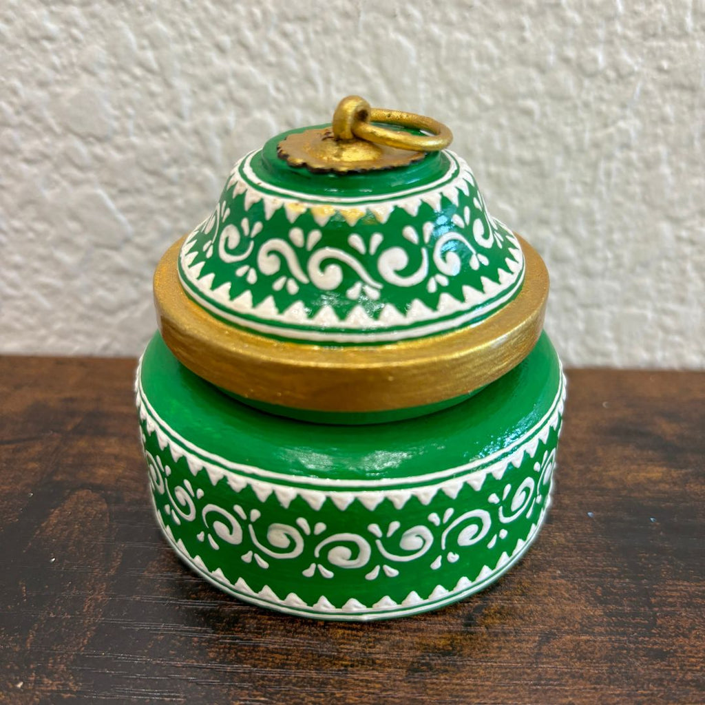 Wooden Kumkum Box - 4-Inch Hand-Painted Tikka Box, 3 Colours