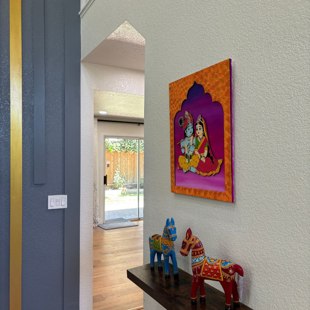 Radha Krishna Wall Art – 20x16 Raised Jharokha Panel