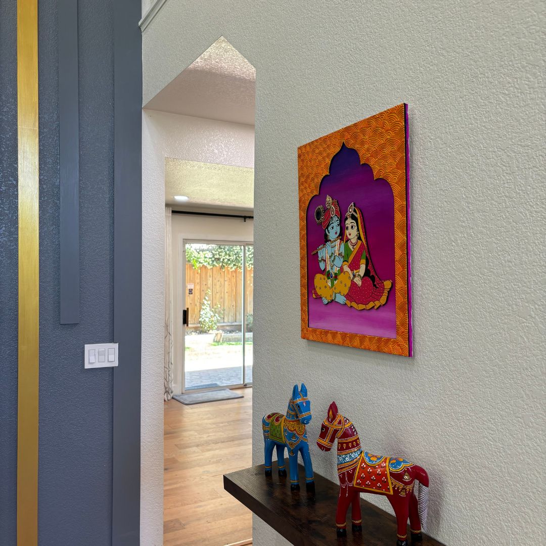 Radha Krishna Wall Art – 20x16 Raised Jharokha Panel