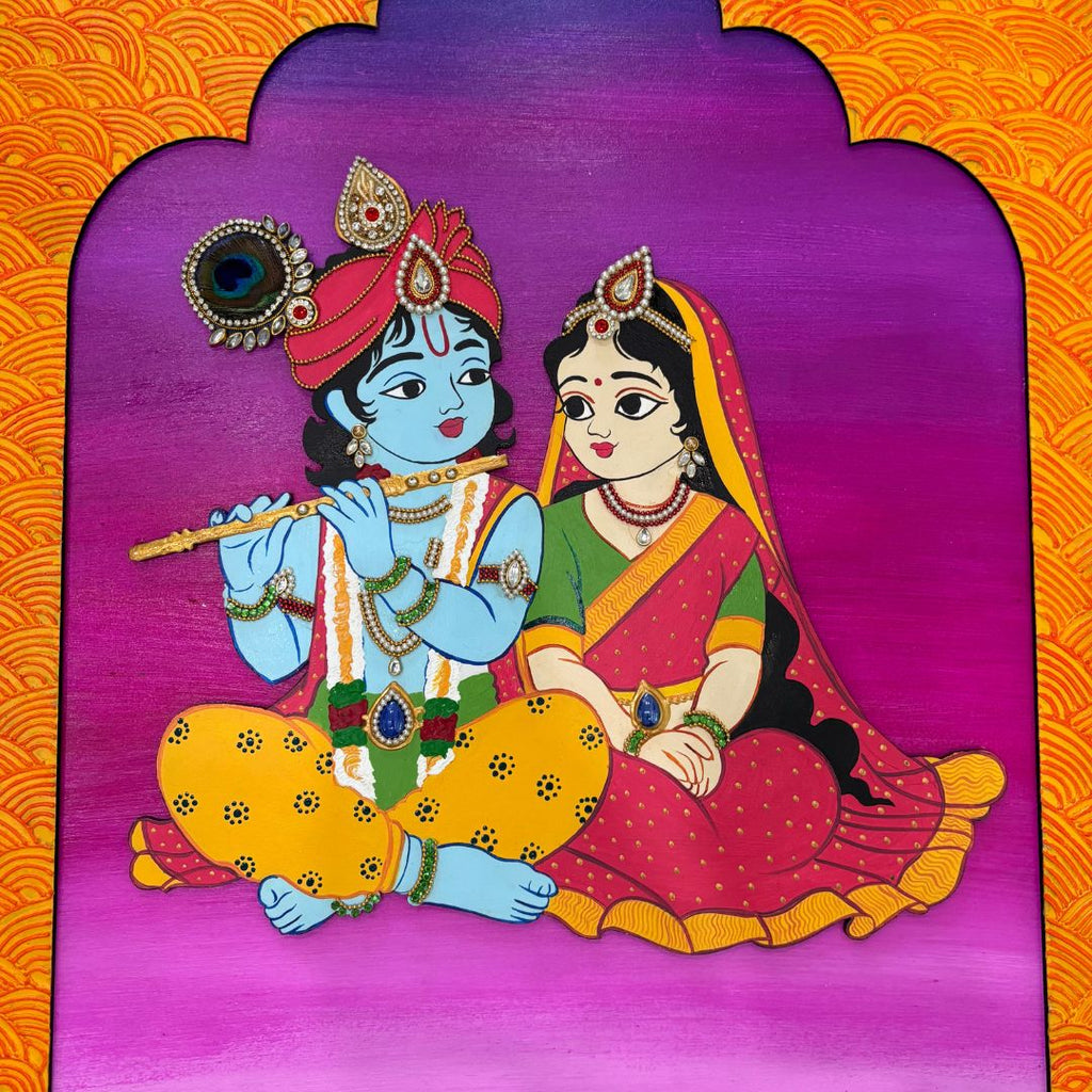 Radha Krishna Wall Art – 20x16 Raised Jharokha Panel