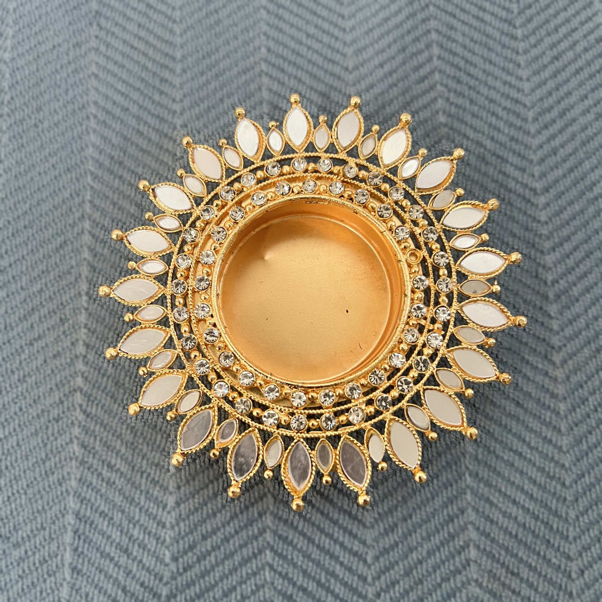 Mirror Diya Set of 10 - Gold Sunflower, Paisley, Kalash or Deep
