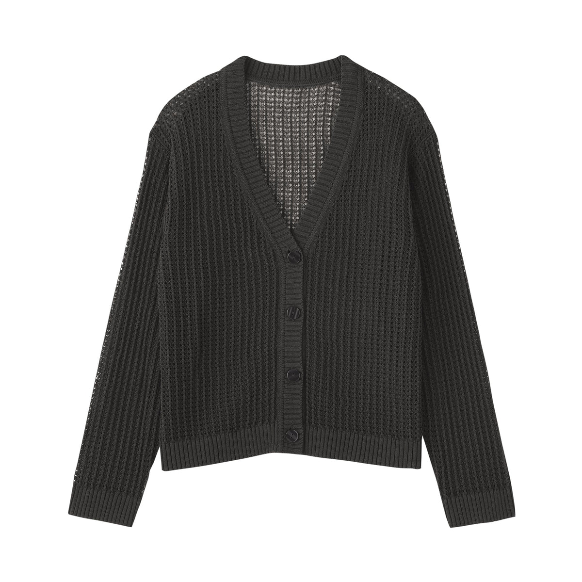 Linen Blend Mesh V-Neck Cardigan