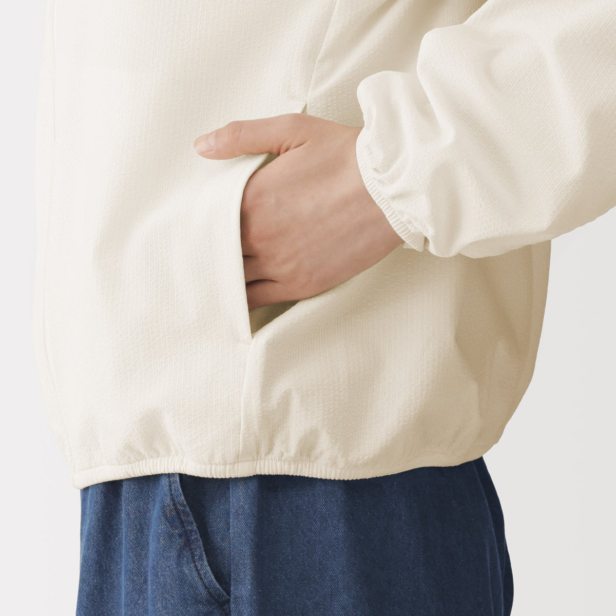 Breathable Seersucker Zip Hoodie