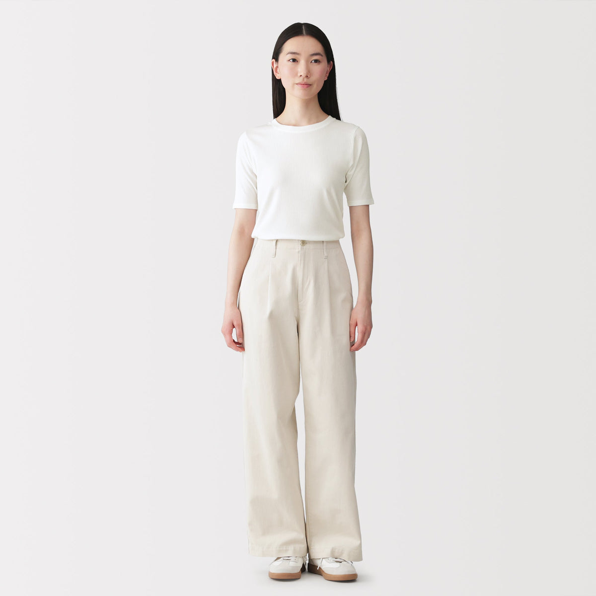 Lyocell Blend Rib Half Sleeve T-Shirt