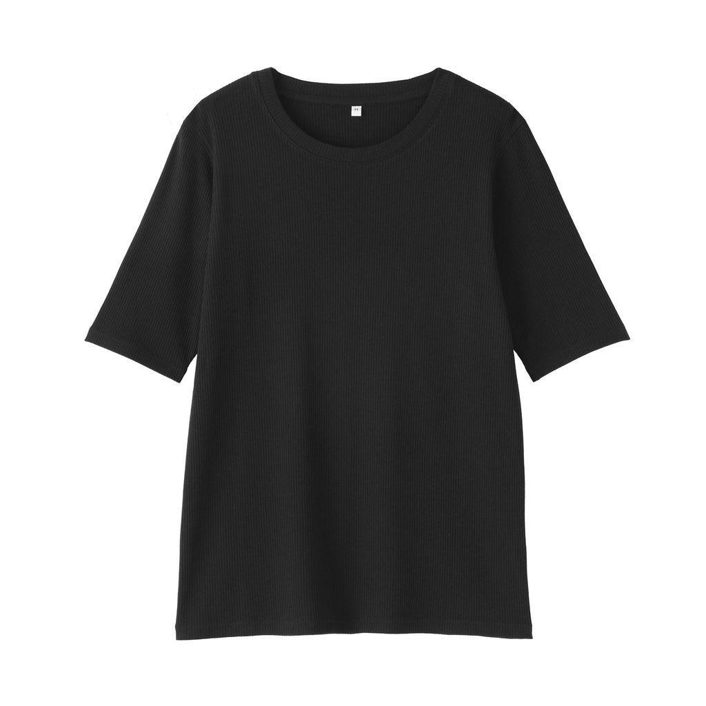 Lyocell Blend Rib Half Sleeve T-Shirt