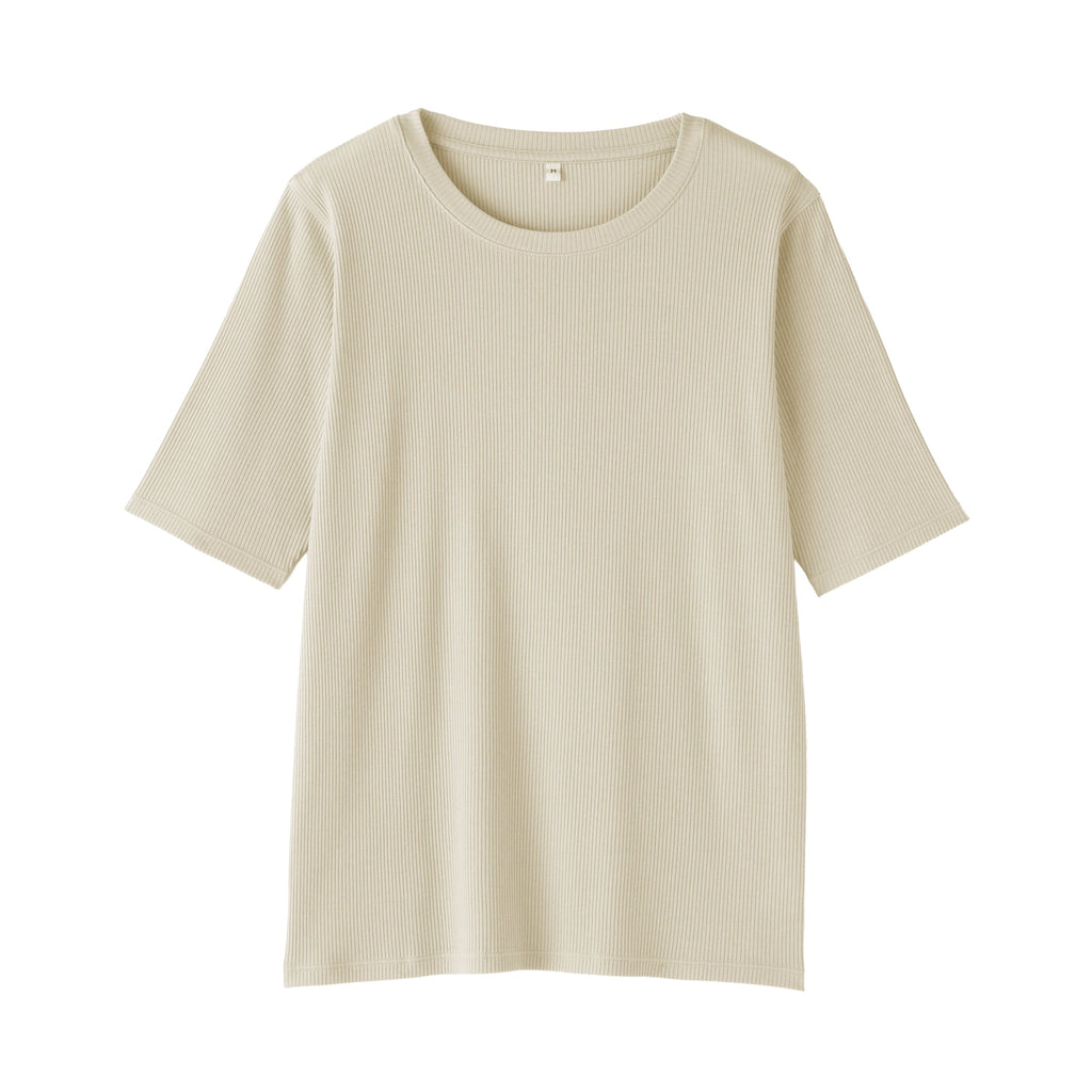 Lyocell Blend Rib Half Sleeve T-Shirt