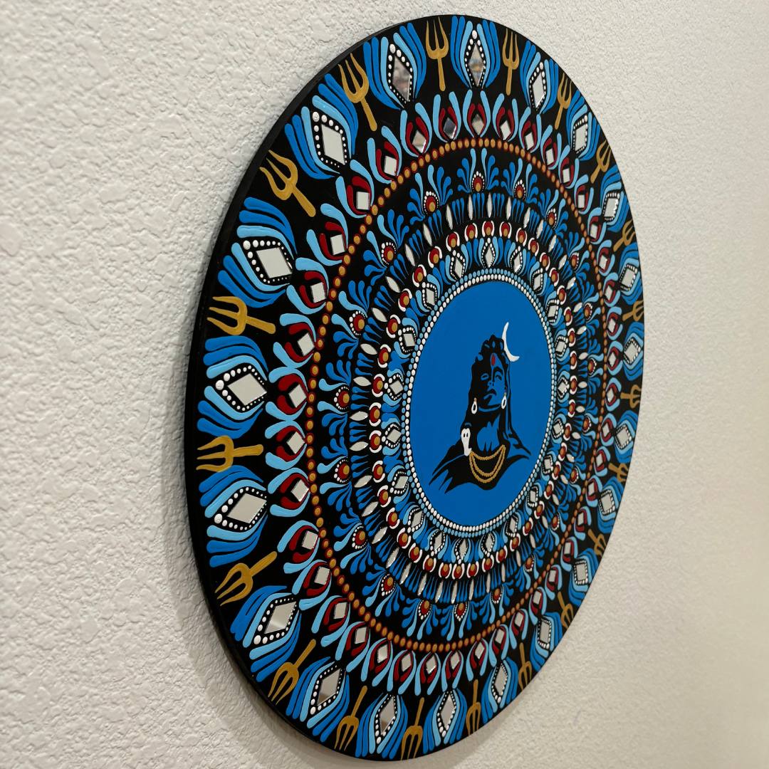 24-Inch Adiyogi Shiva Wall Art - Hand-Painted Meditation Decor