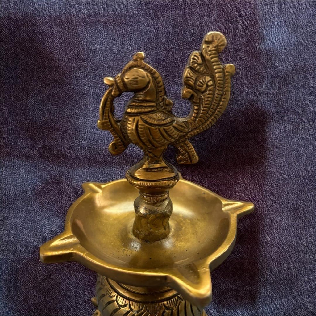 Annam Bird Brass Diya - 8.5in Kuthu Vilakku Oil Lamp