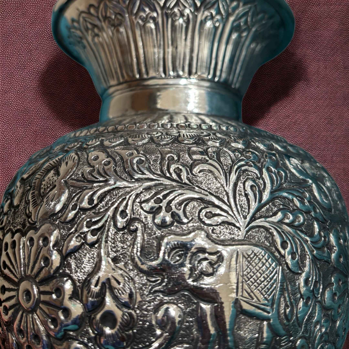 7.5-Inches Kalash Elephant Design | Antique Silver Lota