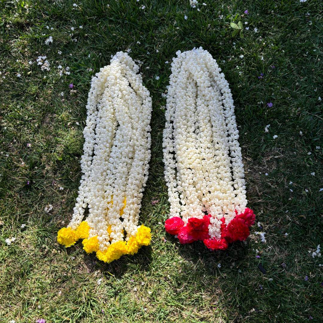 Mogra Jasmine Garland Set of 10 with Marigold Buds - 5FT or 2FT