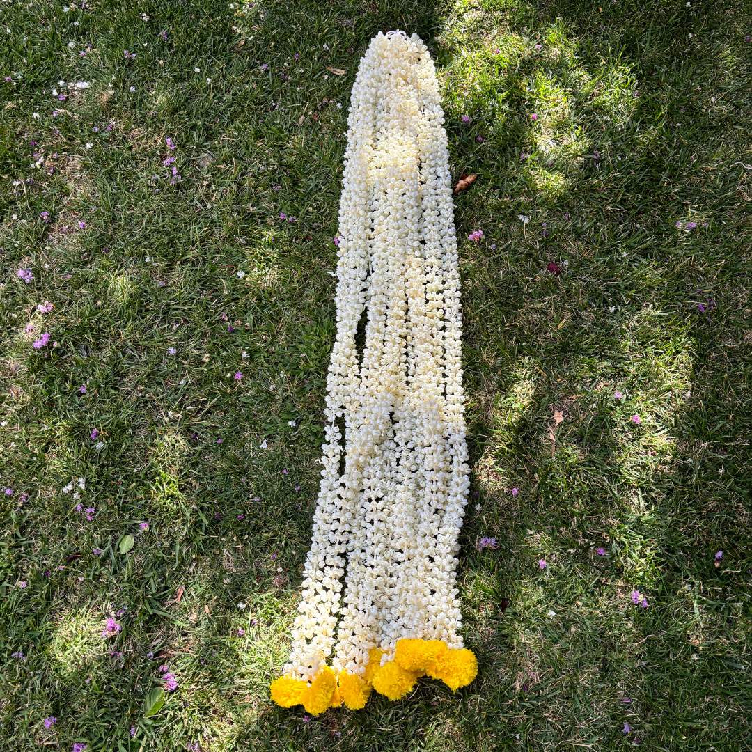 Mogra Jasmine Garland Set of 10 with Marigold Buds - 5FT or 2FT