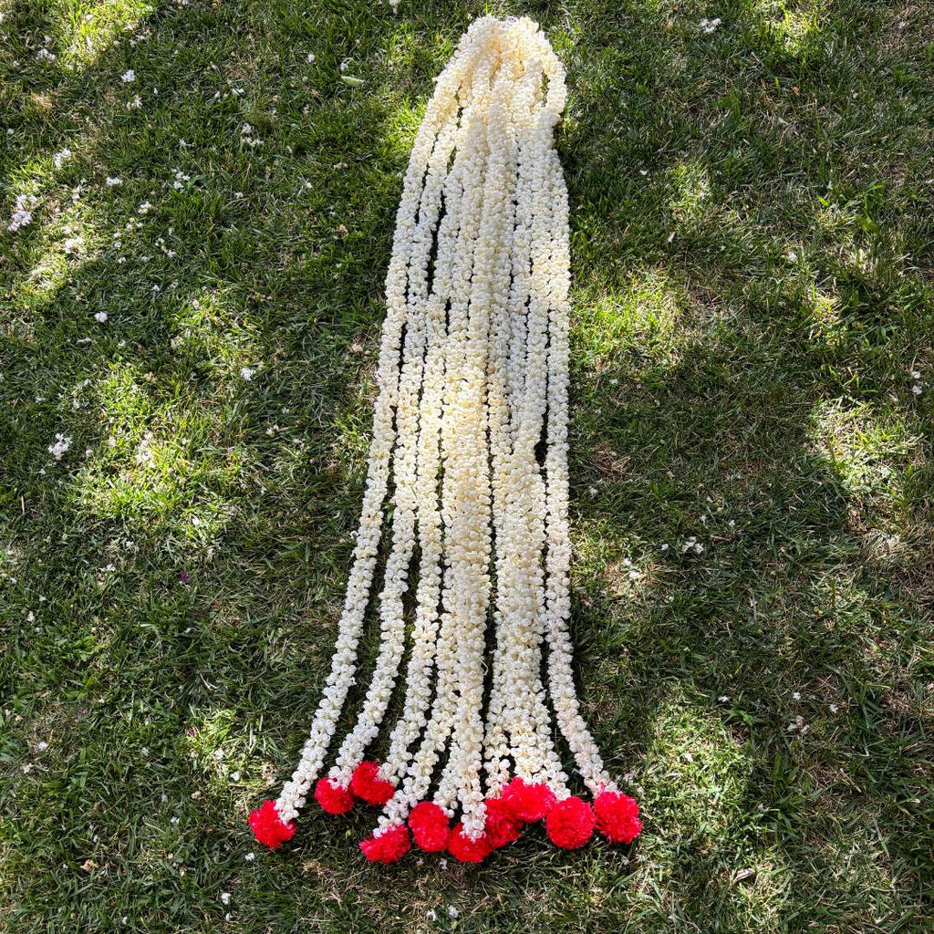 Mogra Jasmine Garland Set of 10 with Marigold Buds - 5FT or 2FT