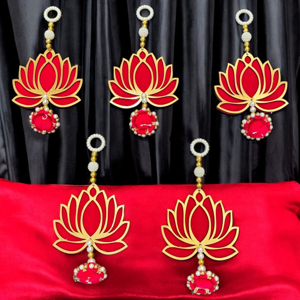 Lotus Dangler Strings Set of 10 - 8in MDF Pearl Hangings