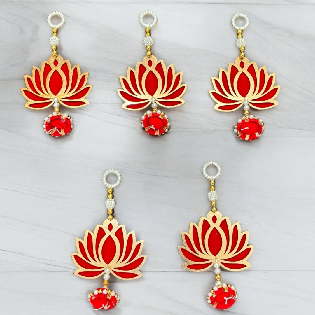 Lotus Dangler Strings Set of 10 - 8in MDF Pearl Hangings