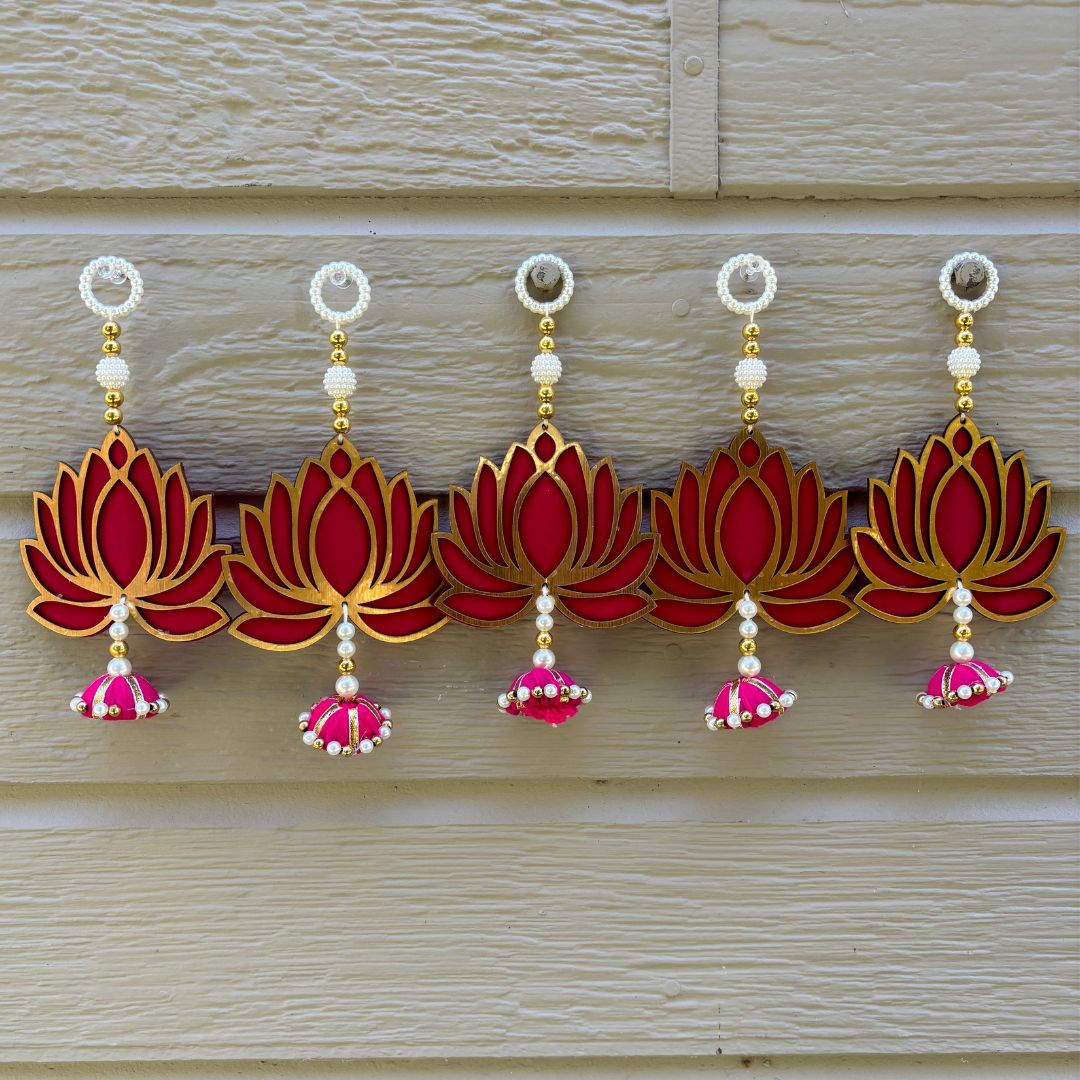 Lotus Dangler Strings Set of 10 - 8in MDF Pearl Hangings
