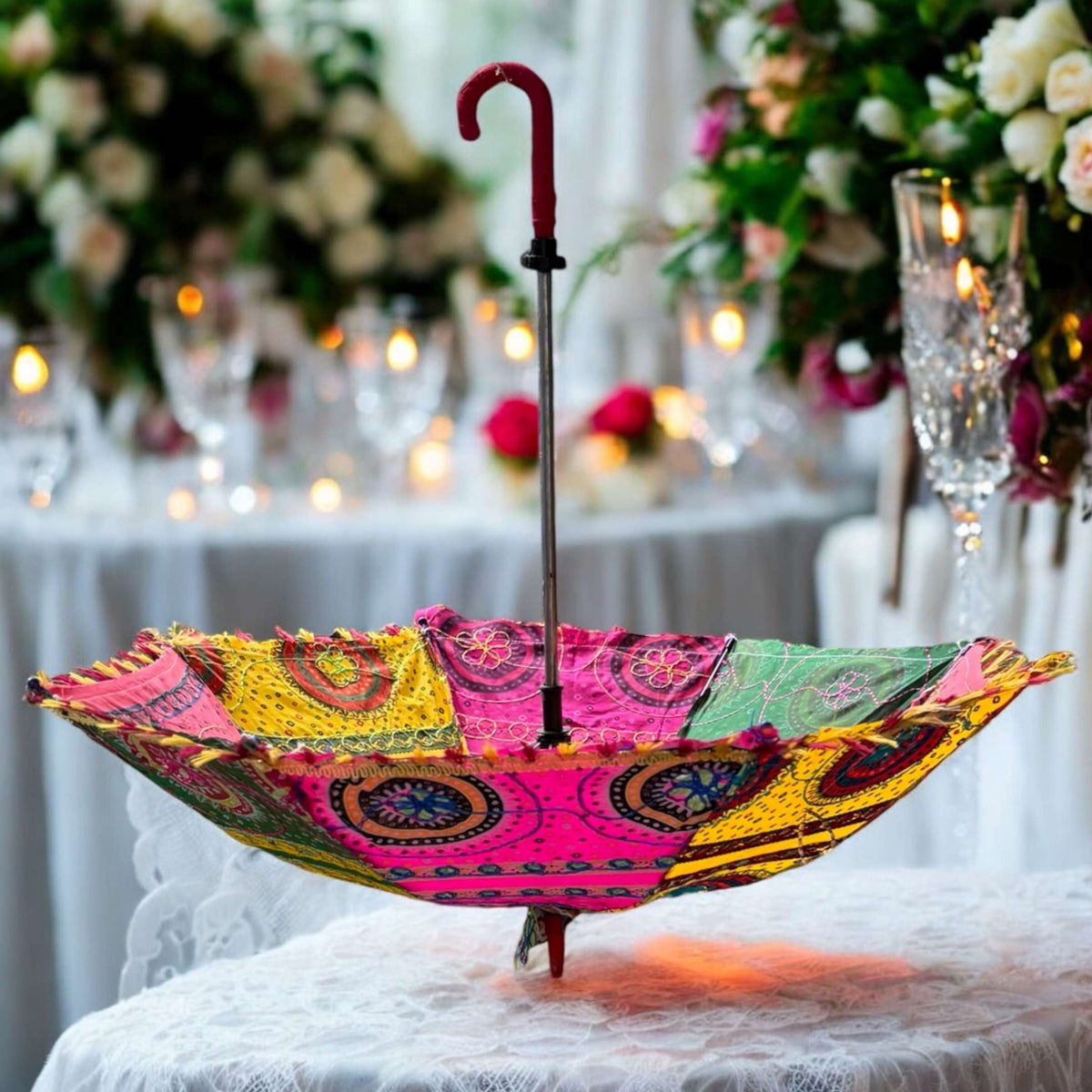 Bandhani Cotton Parasols - Decorative Umbrellas, Sets of 5-25