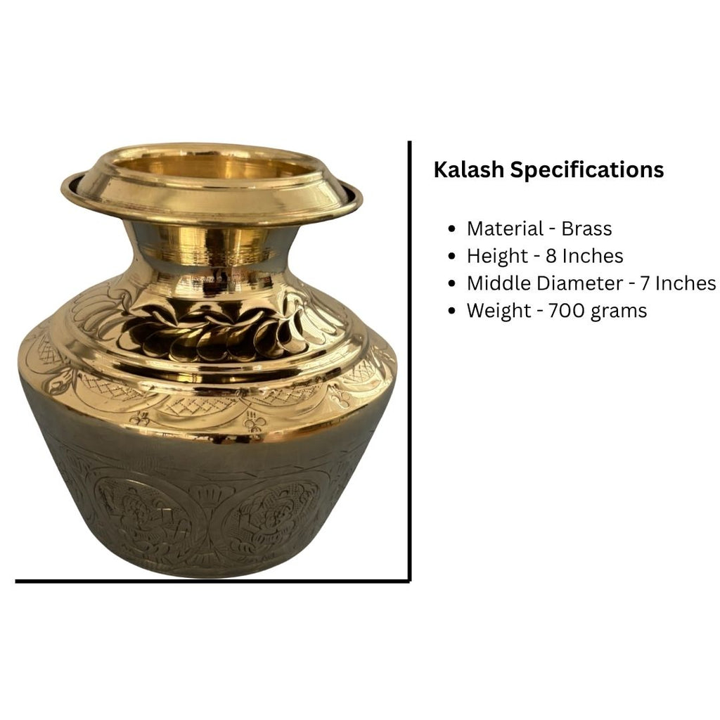8-Inches Brass Ashtalakshmi Kalash