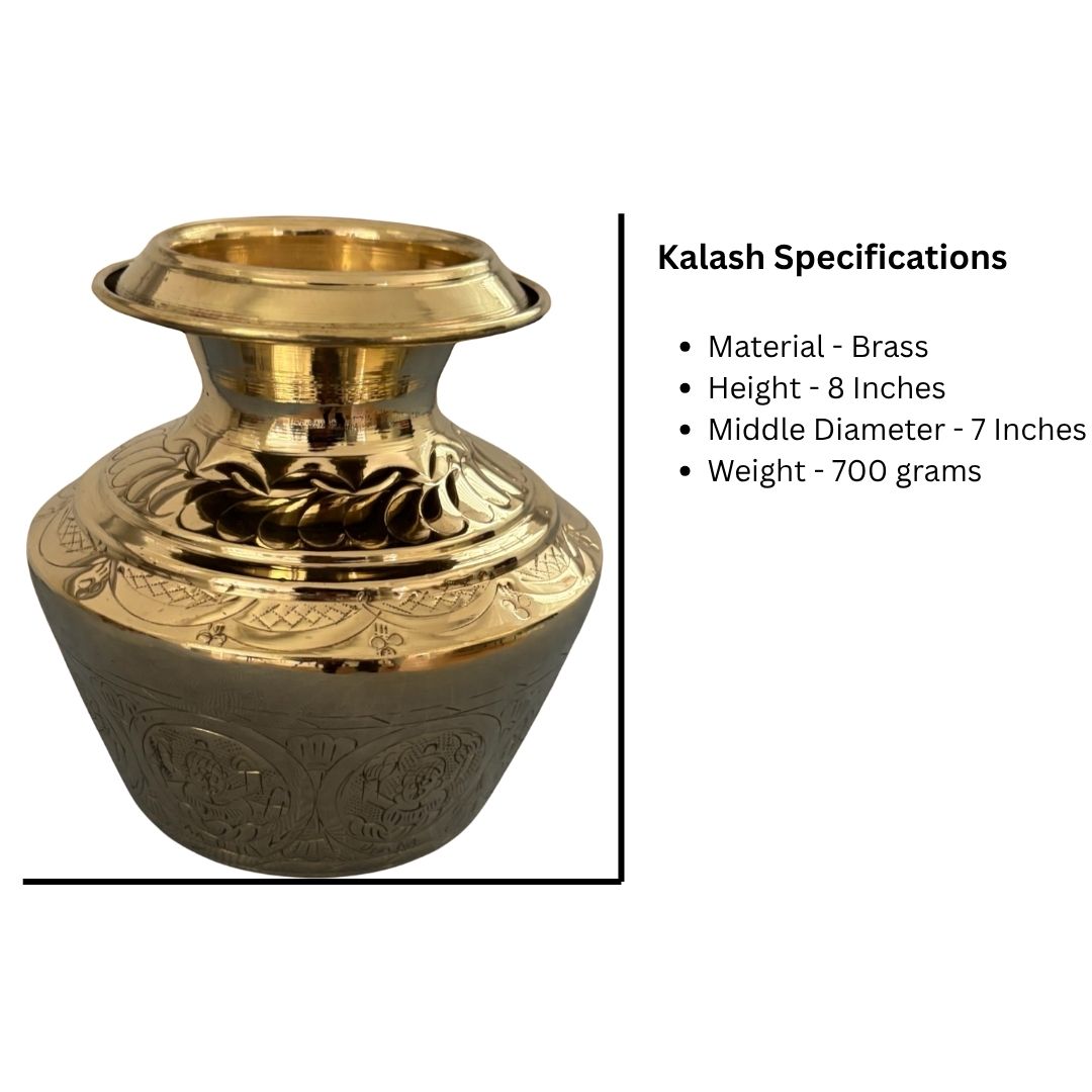 8-Inches Brass Ashtalakshmi Kalash