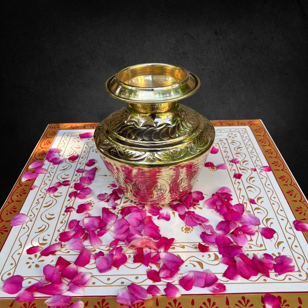 8-Inches Brass Ashtalakshmi Kalash