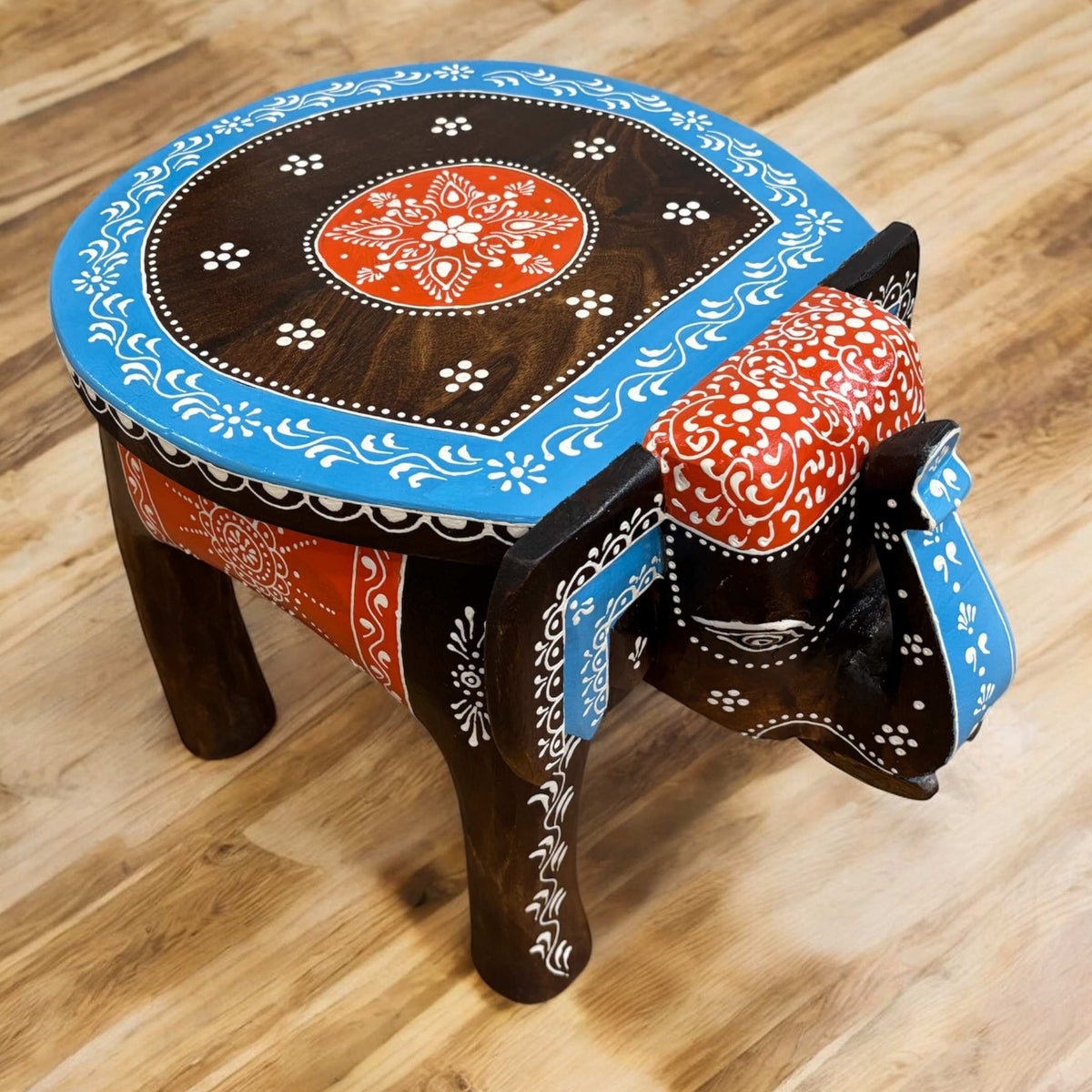 Elephant Stool Side Table - Dark Brown Wood, 4 Designs