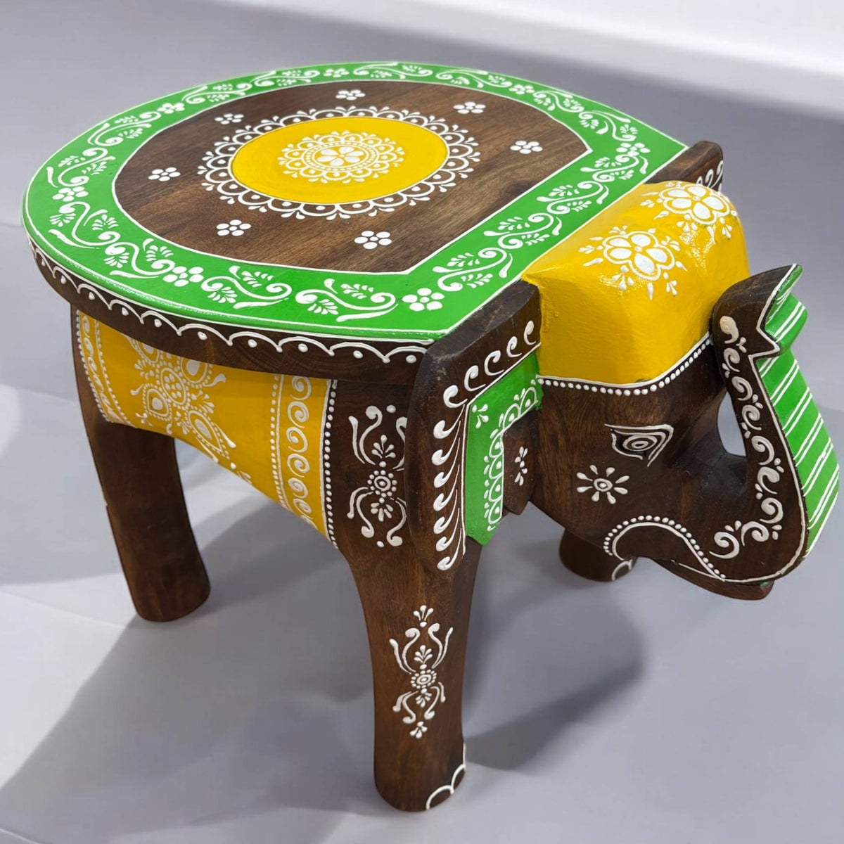 Elephant Stool Side Table - Dark Brown Wood, 4 Designs