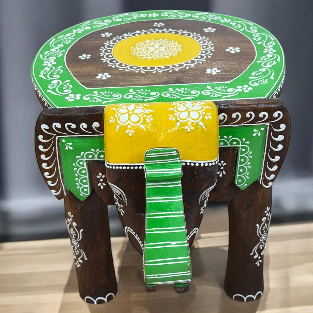 Elephant Stool Side Table - Dark Brown Wood, 4 Designs