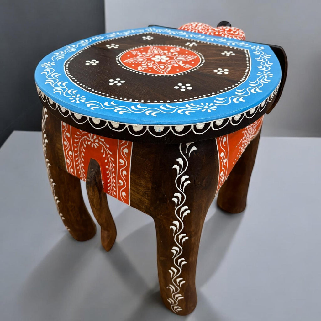 Elephant Stool Side Table - Dark Brown Wood, 4 Designs