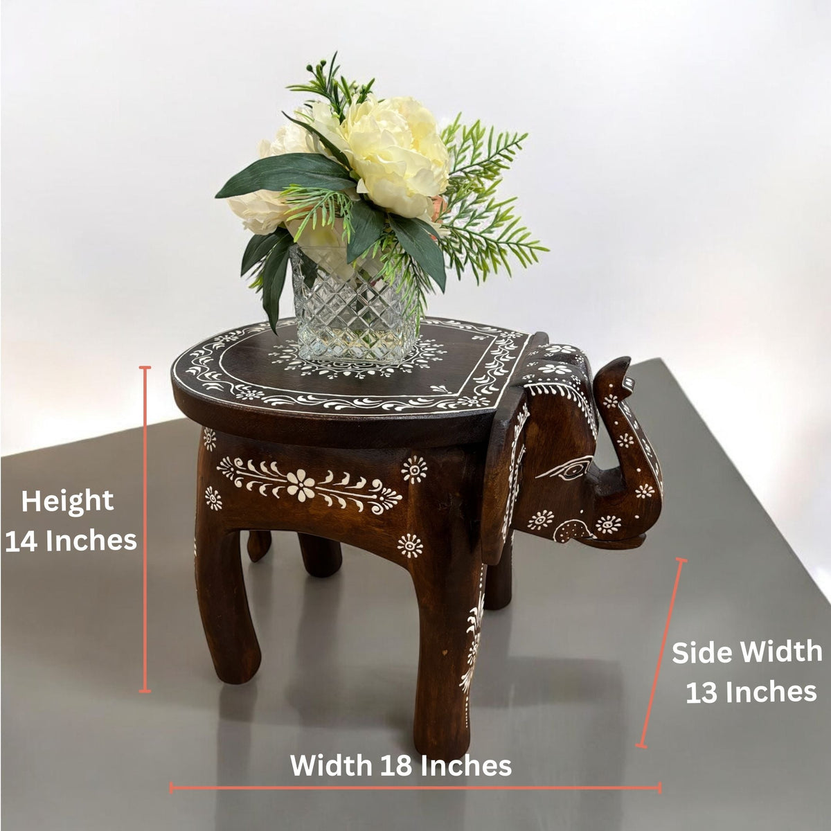 Elephant Stool Side Table - Dark Brown Wood, 4 Designs