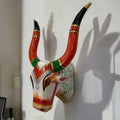 Hand-Carved Wooden Bull Head Wall Art – Farmhouse Longhorn