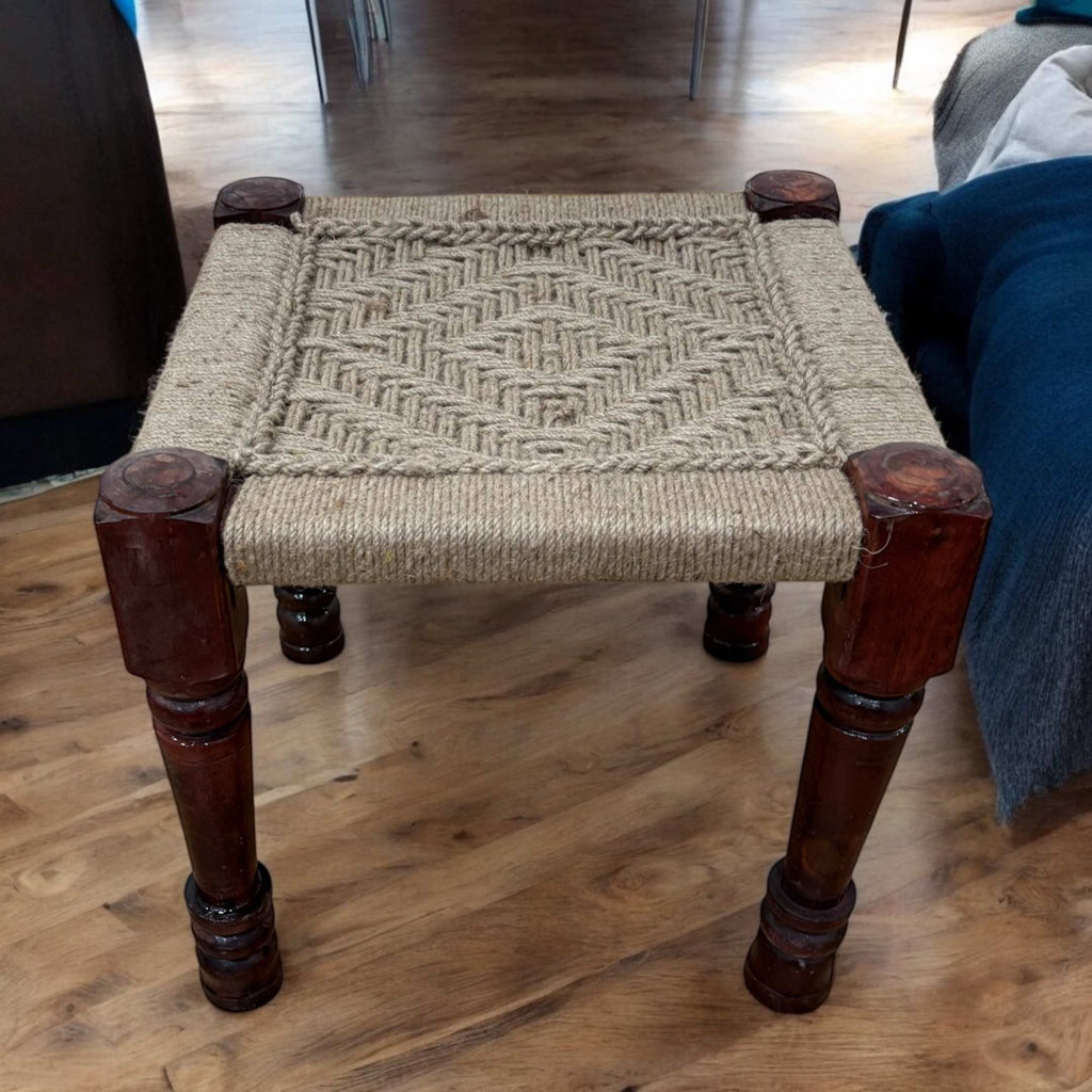 Charpai Bench & Stool - Handwoven Jute, Mango Wood