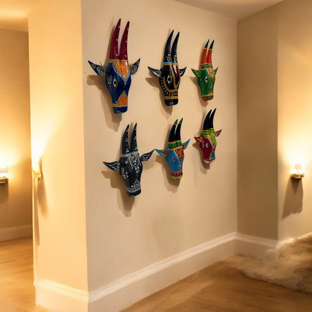 Nandi Cow Head Wall Art – 6 Deep Colours, Farmhouse Style