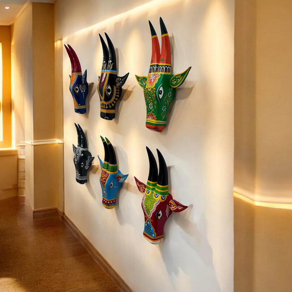 Nandi Cow Head Wall Art – 6 Deep Colours, Farmhouse Style