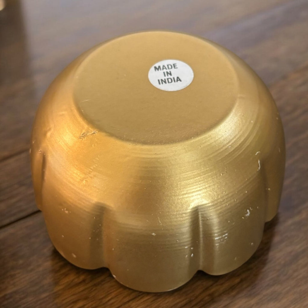 Kamal Utsav T-Light Holder Set of 10 - Deep Gold Metal Diyas