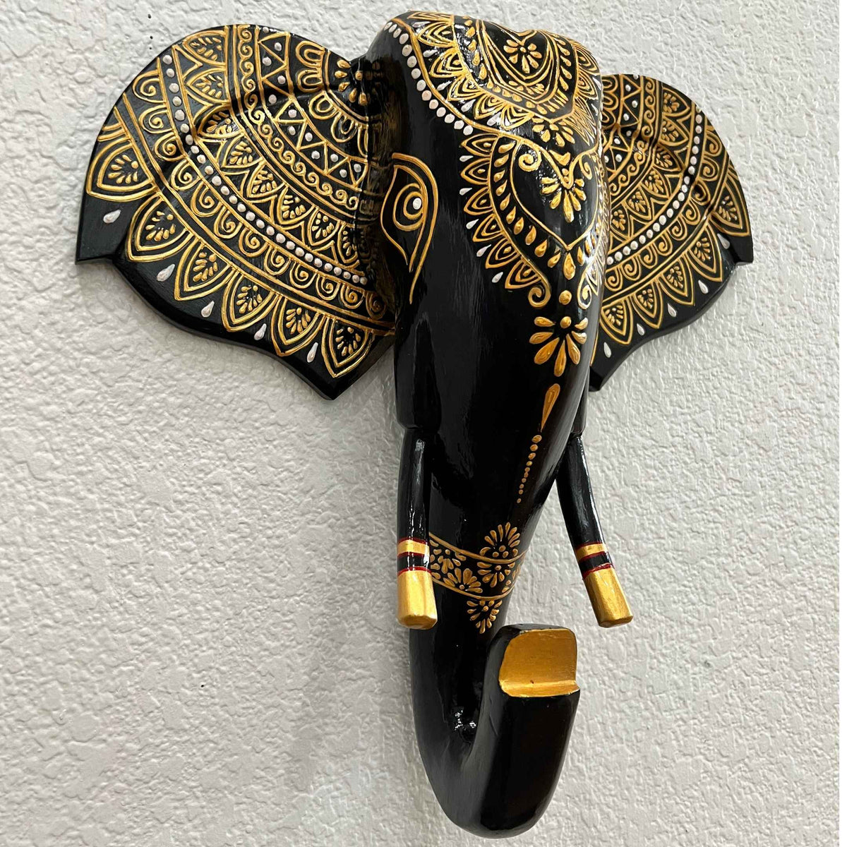 Wooden Elephant Head Wall Art - 17-Inch Hand-Carved, 6 Colours