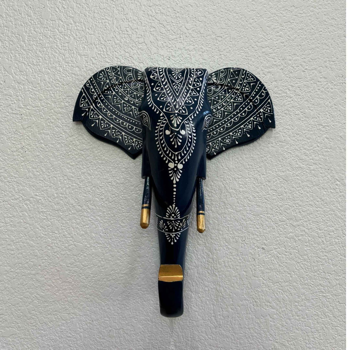 Wooden Elephant Head Wall Art - 17-Inch Hand-Carved, 6 Colours
