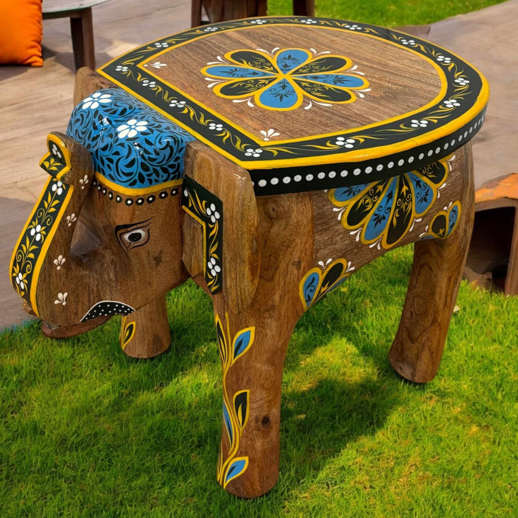 Elephant Stool Side Table - Natural Mango Wood, 3 Designs