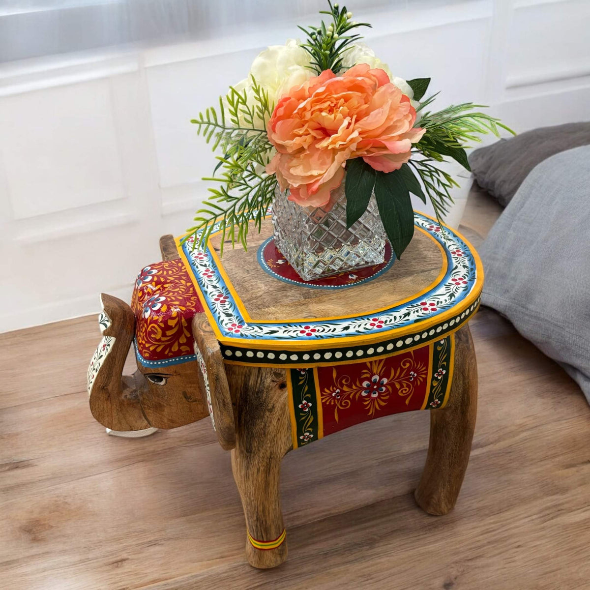 Elephant Stool Side Table - Natural Mango Wood, 3 Designs