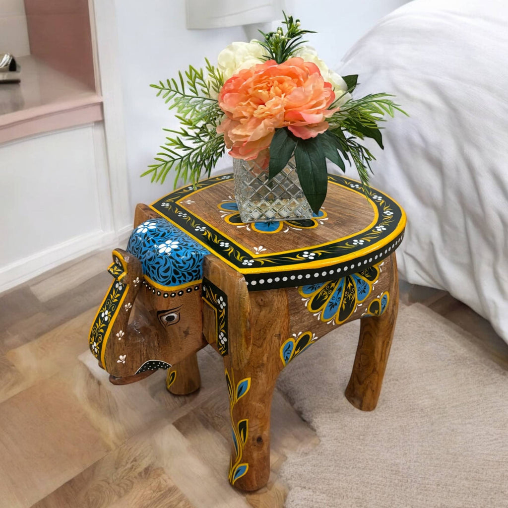Elephant Stool Side Table - Natural Mango Wood, 3 Designs