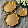 Gold Etched Lotus Urli Bowl Set of 3 – Haldi Tray & Pooja Thali