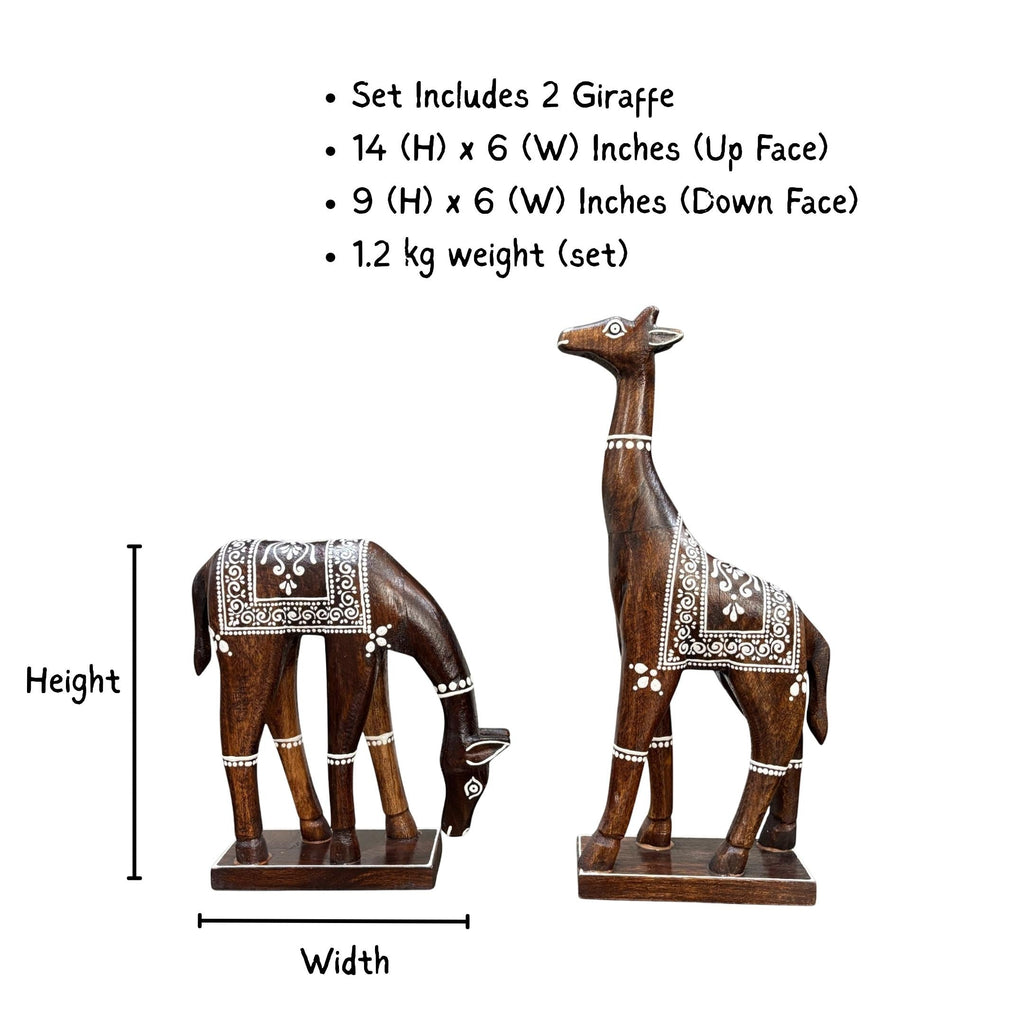 Wooden Giraffe or Bird Set - Hand-Painted Mango Wood Pair