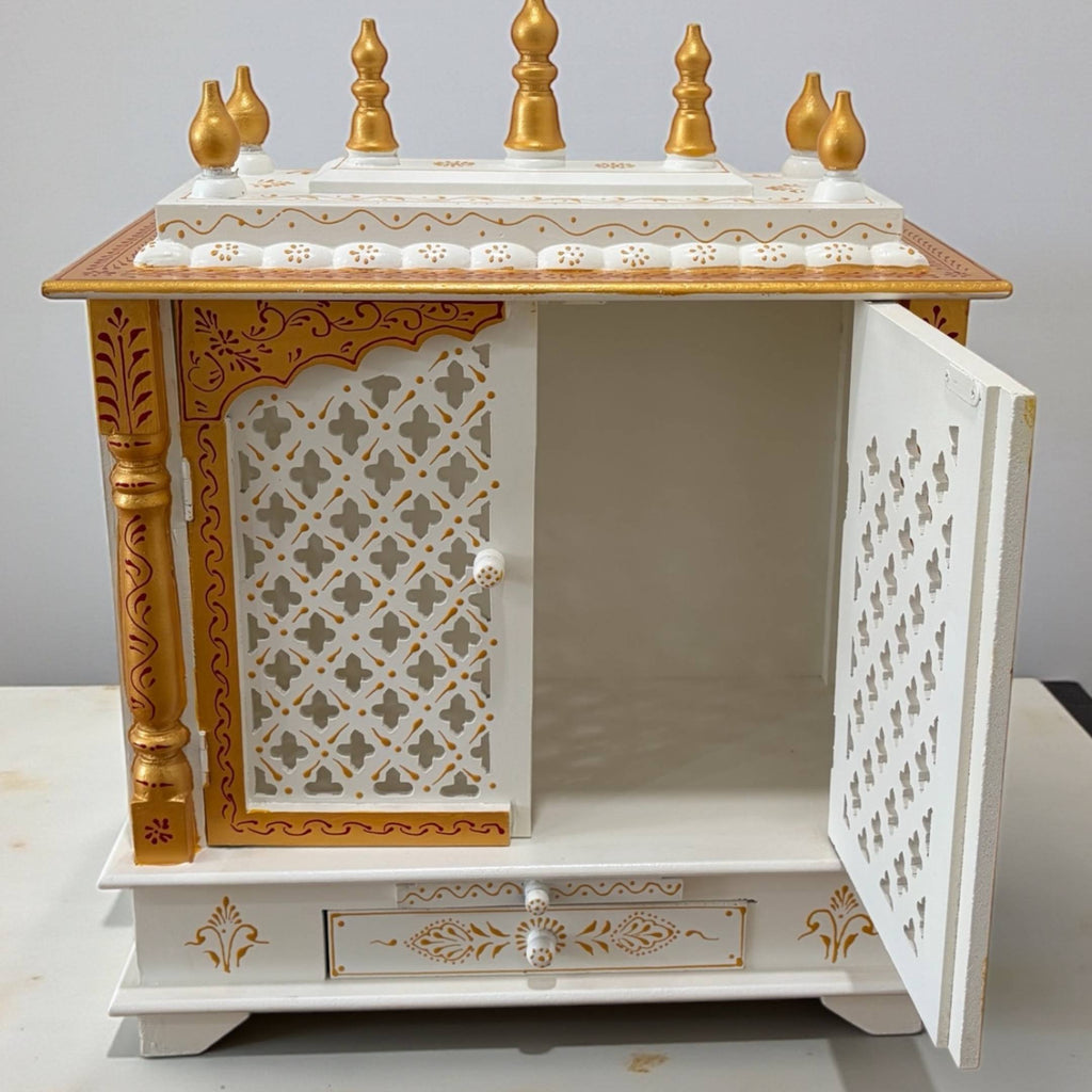 White and Gold Wall Hanging Pooja Mandir
