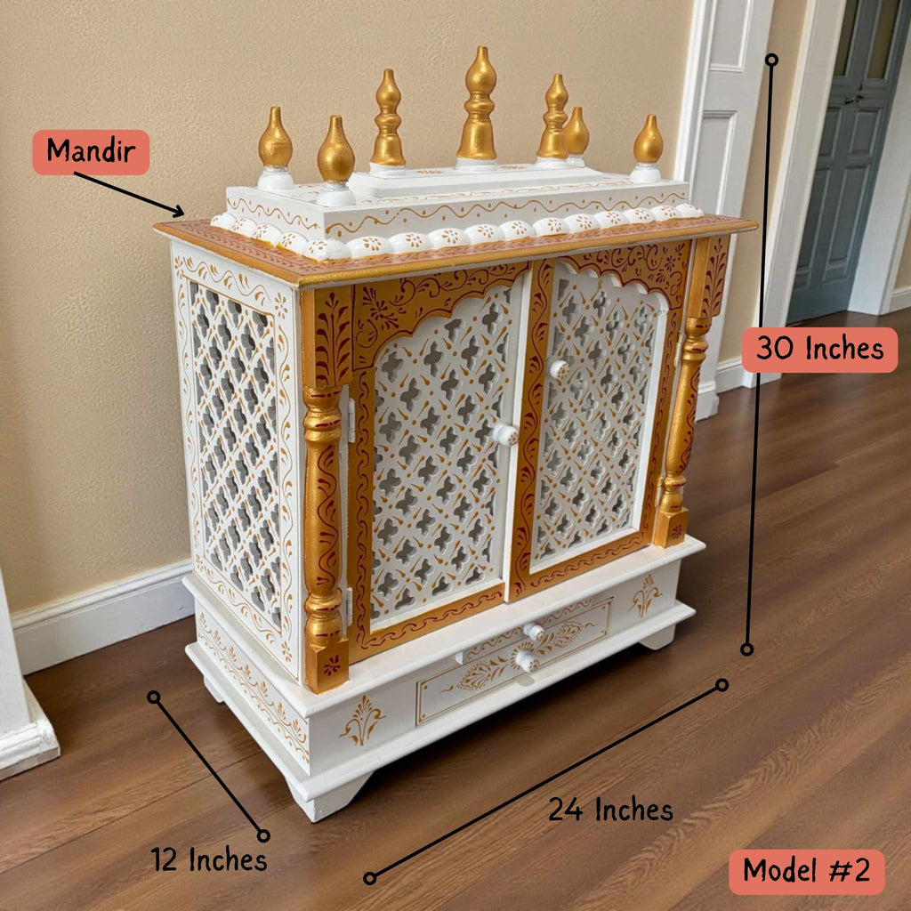 White and Gold Wall Hanging Pooja Mandir