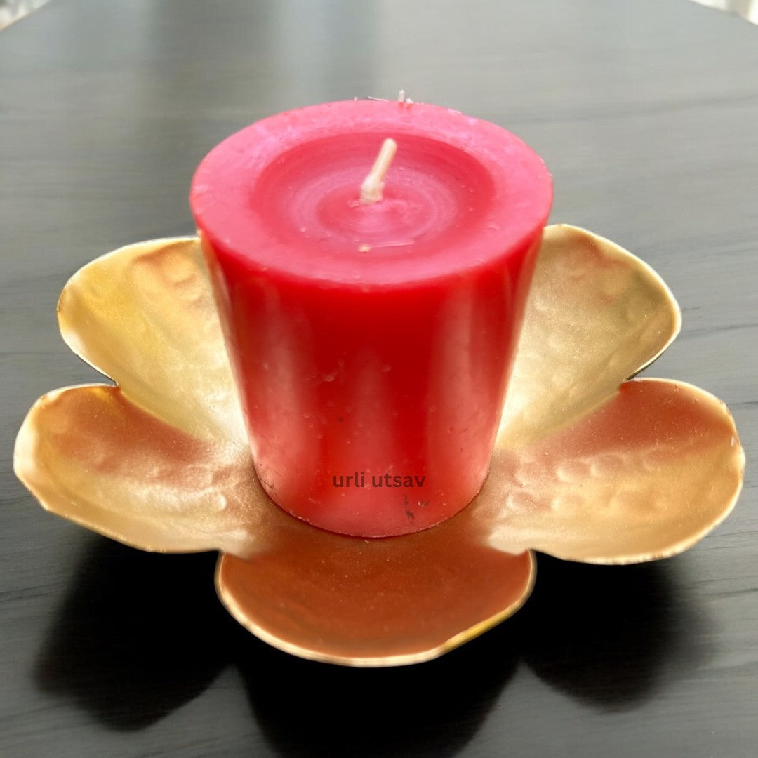 Gold Dhanteras T-Light Holder Set of 10 - Metal Diwali Diyas