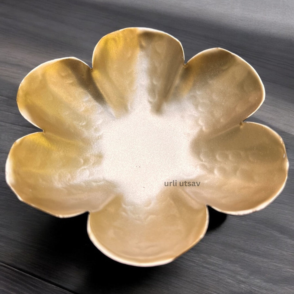 Gold Dhanteras T-Light Holder Set of 10 - Metal Diwali Diyas