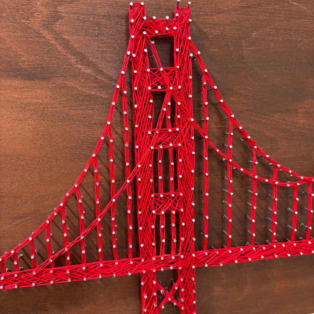 Golden Gate Bridge String Art - 24x12 Nail and Thread Wall Art