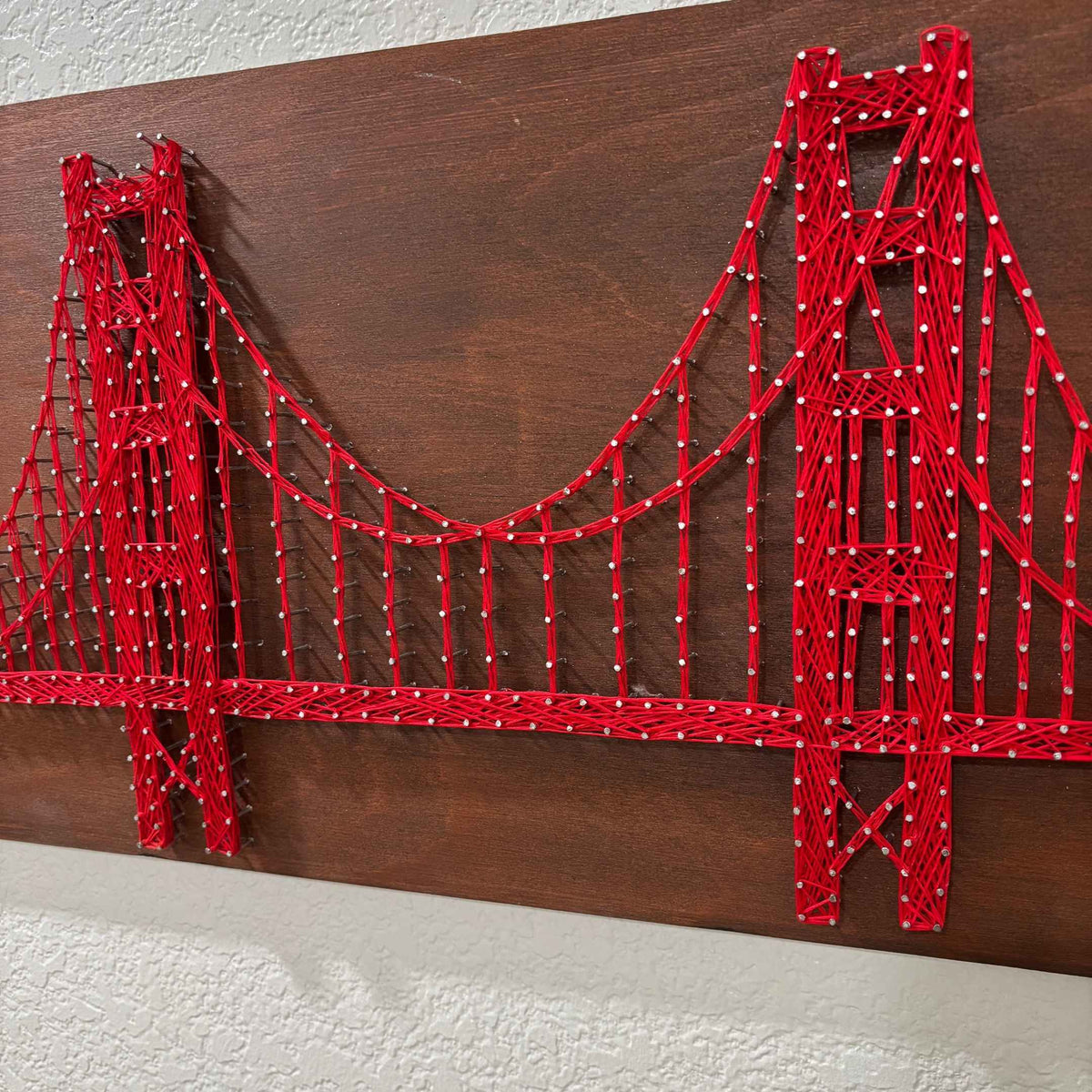 Golden Gate Bridge String Art - 24x12 Nail and Thread Wall Art