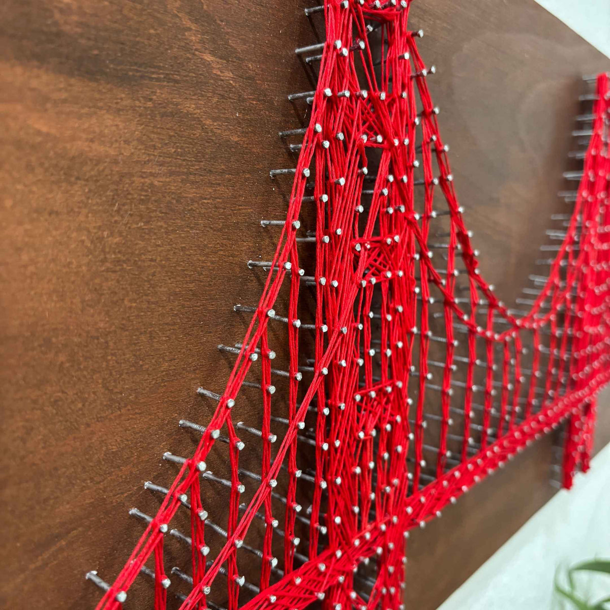 Golden Gate Bridge String Art - 24x12 Nail and Thread Wall Art