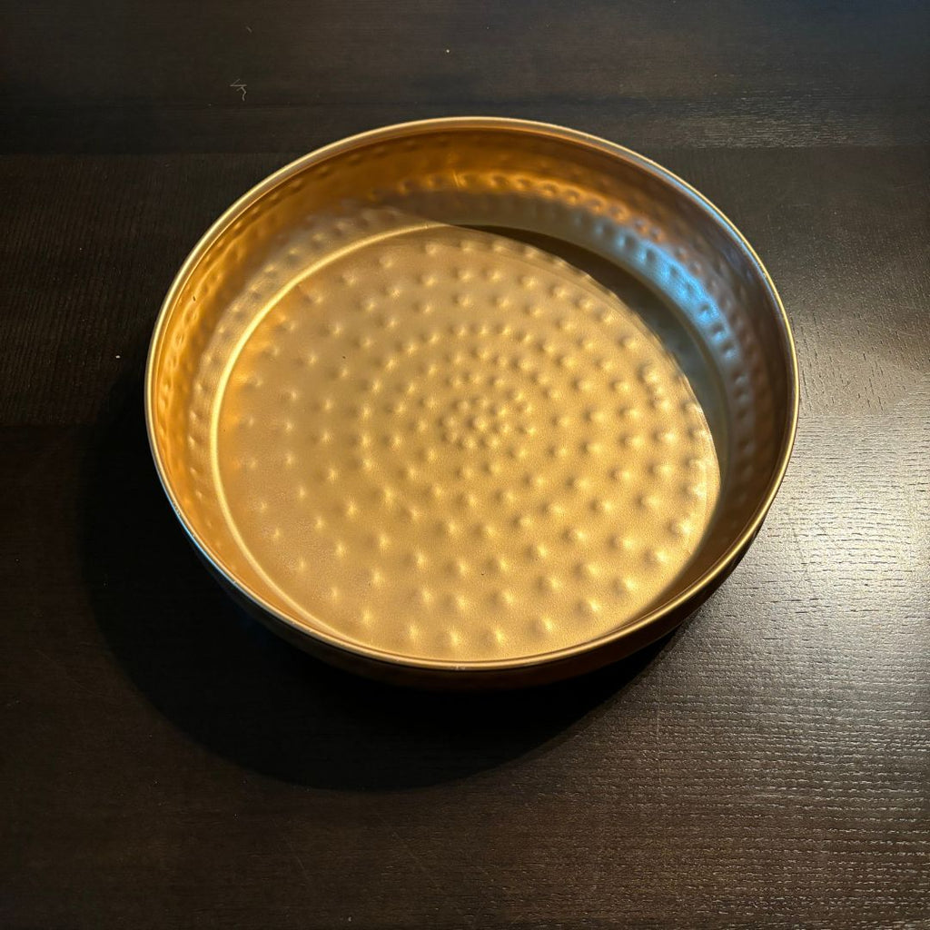 Hammered Gold Urli Bowl – Elegant Indian Pooja & Wedding Centerpiece