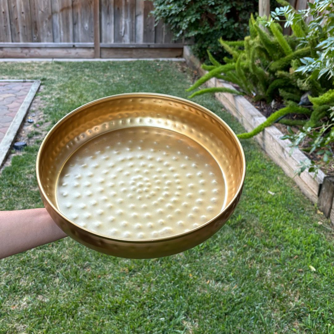 Hammered Gold Urli Bowl – Elegant Indian Pooja & Wedding Centerpiece