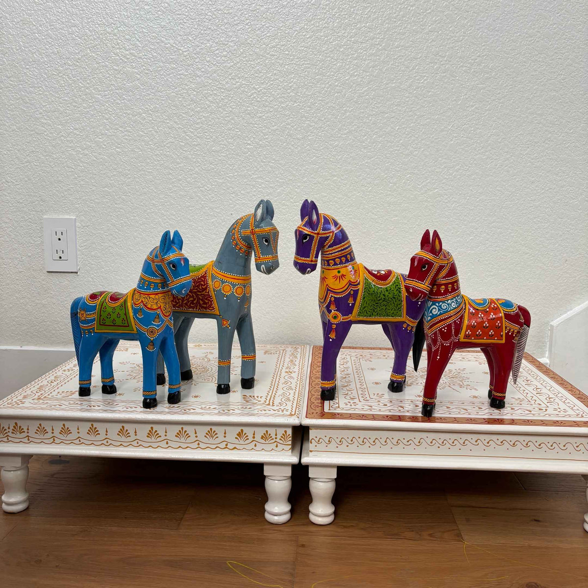 Wooden Horse - 12-Inch Hand-Painted Rajasthani Figure
